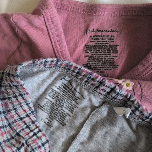 first impressions graphic top & plaid leggings matching outfit set 12 months - Picture 3 of 10